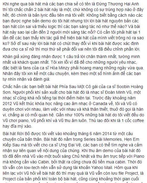 Nghi vấn hit của Hòa Minzy đạo nhái: Rời bỏ không phải là sản phẩm đạo nhạc!